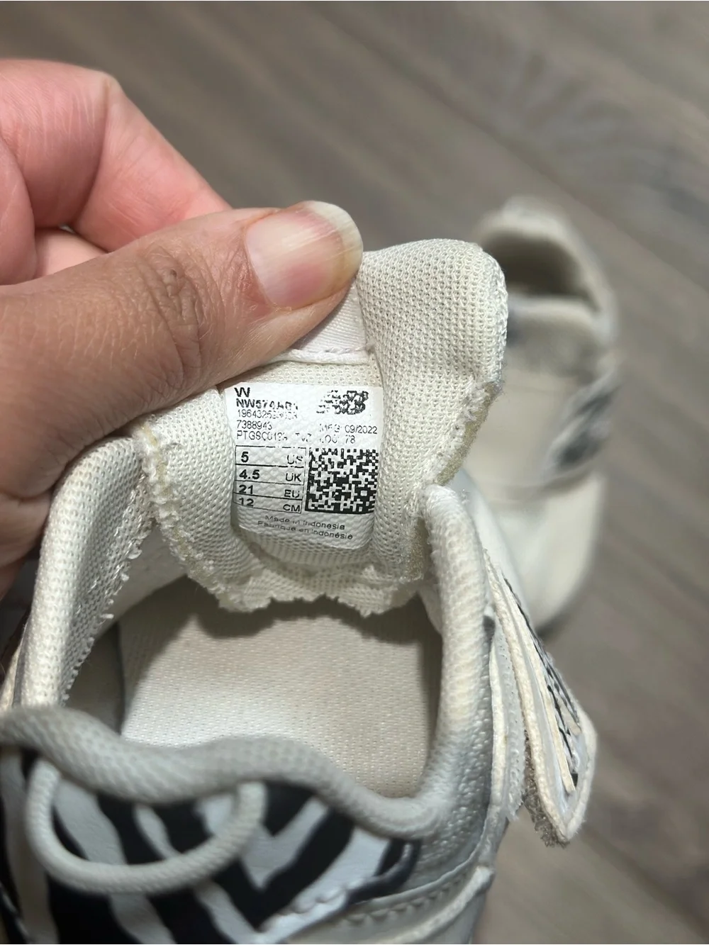 New Balance Cream & Black Kids' Velcro Sneakers